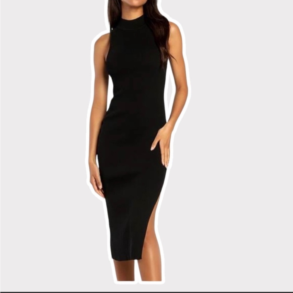 Abercrombie Ribbed Sleeveless Black Dress Midi